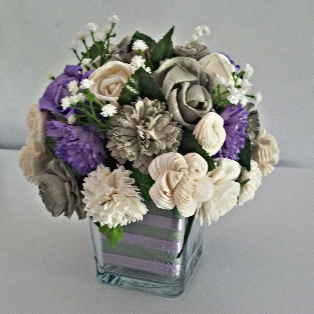 Custom made sola wood centerpiece flowers